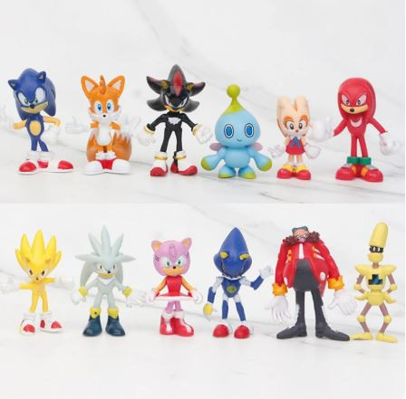 Sonic Torta dekoráció figura 12 db-os